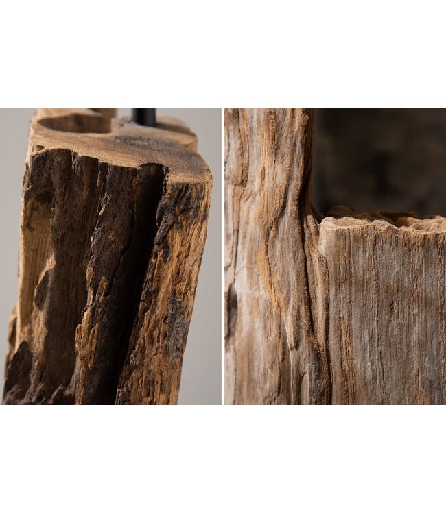 Invicta Interior Vloerlamp BARRACUDA 177 cm van gerecycled acaciahout met zwarte katoenen kap - 41043