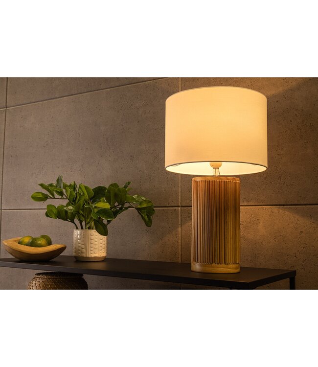 Invicta Interior Tafellamp GATSBY 50 cm met lampenkap van wilgen- en grenenhout in naturel wit. - 44496