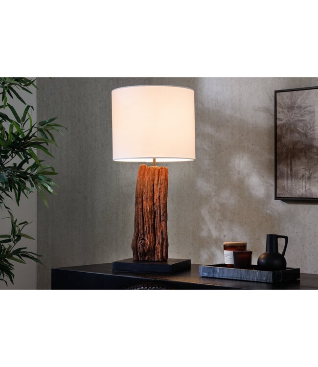 Invicta Interior Tafellamp ROUSILIQUE 60 cm lampenkap van drijfhout en katoen - 43451