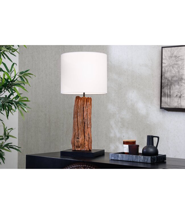 Invicta Interior Tafellamp ROUSILIQUE 60 cm lampenkap van drijfhout en katoen - 43451