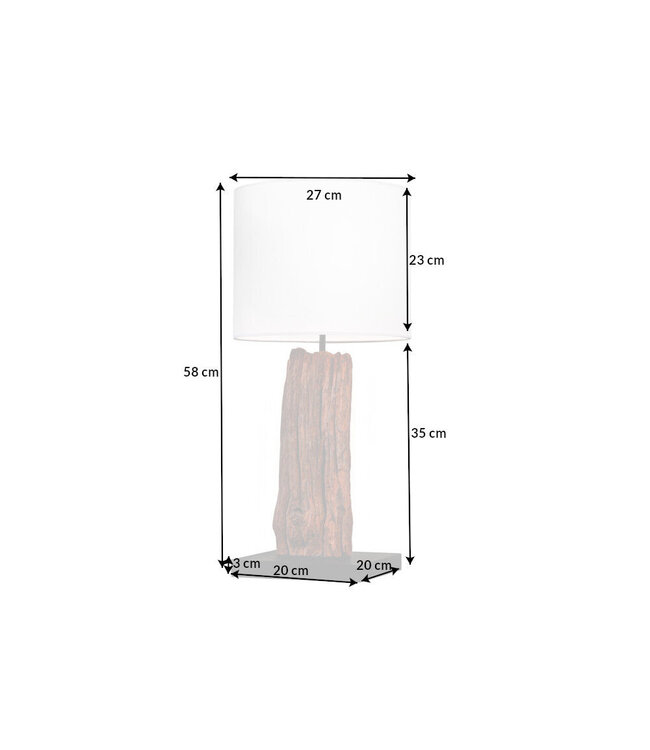 Invicta Interior Tafellamp ROUSILIQUE 60 cm lampenkap van drijfhout en katoen - 43451