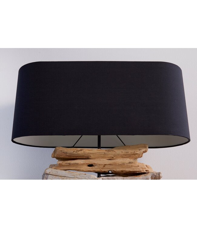 Invicta Interior Tafellamp RIVERINE II met zwarte linnen kap in drijfhoutkleur - 36787