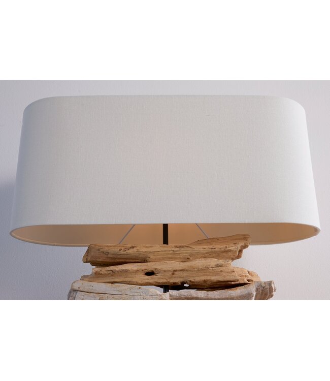 Invicta Interior Tafellamp RIVERINE met kap van drijfhout en linnen - 36786