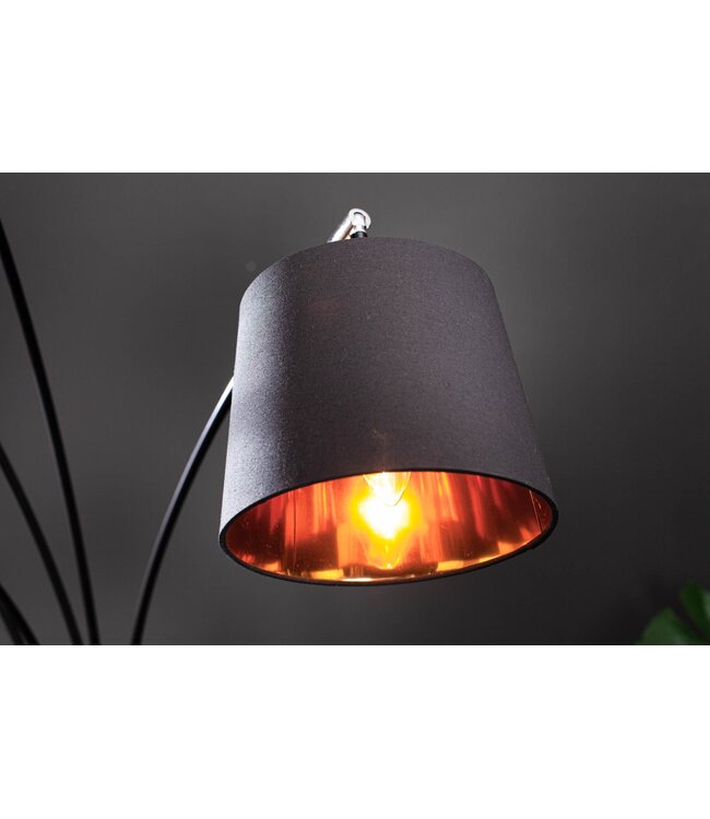 Invicta Interior Vloerlamp LEVELS 202cm 5 linnen kappen zwart goud - 40036