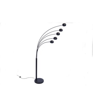 Invicta Interior Vloerlamp met vijf lichtpunten, 210 cm, zwart-goud met marmeren voet. - 22967