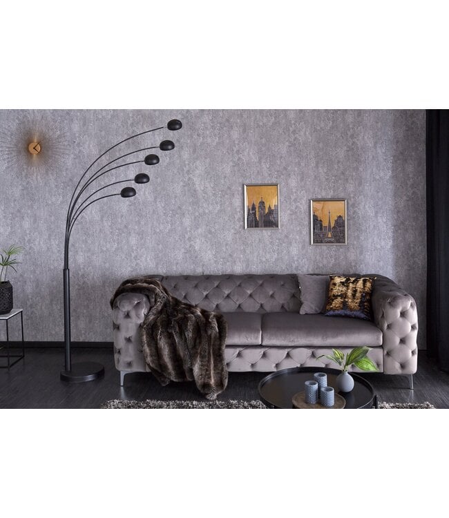 Invicta Interior Vloerlamp met vijf lichtpunten, 210 cm, zwart-goud met marmeren voet. - 22967