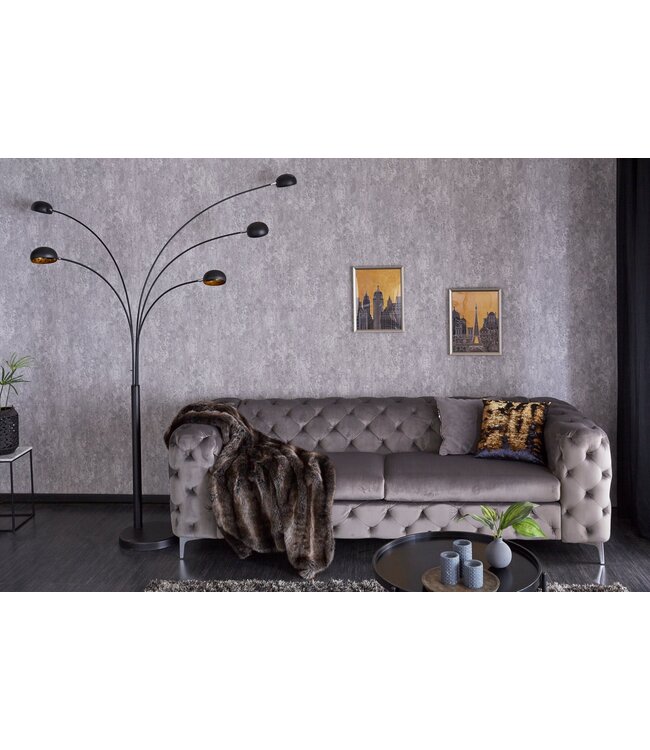 Invicta Interior Vloerlamp met vijf lichtpunten, 210 cm, zwart-goud met marmeren voet. - 22967