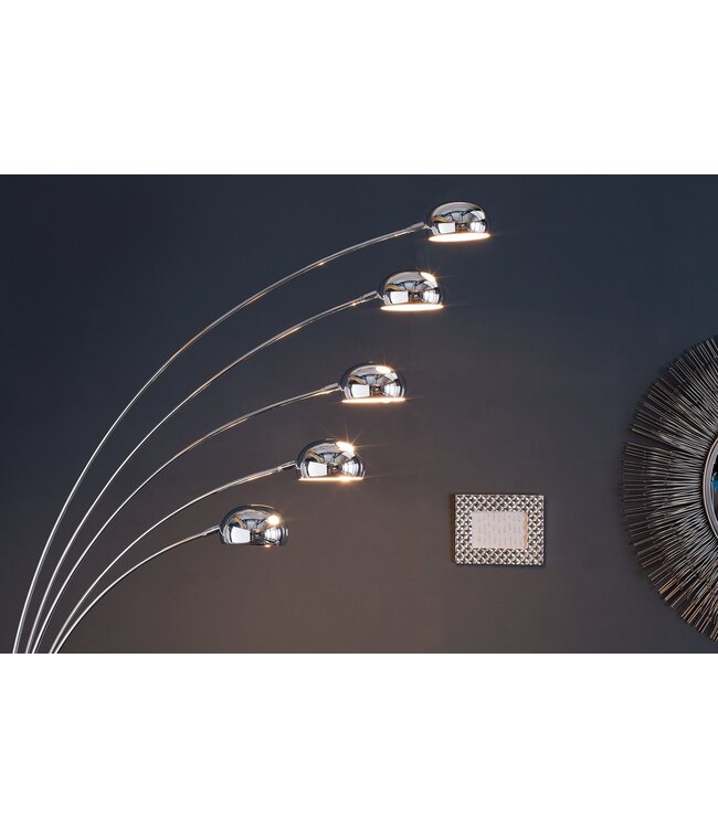 Invicta Interior Vloerlamp met vijf lichtpunten, 200 cm, chroom - 7365