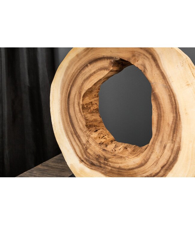 Invicta Interior Tafellamp ORGANIC ARTWORK 55 cm, massief walnoothout, linnen kap, beige - 39627