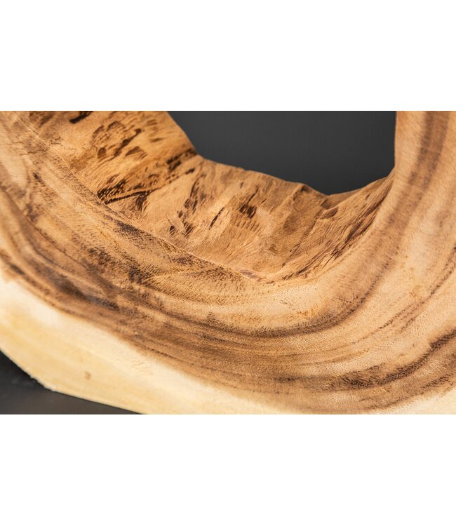 Invicta Interior Tafellamp ORGANIC ARTWORK 55 cm, massief walnoothout, linnen kap, beige - 39627