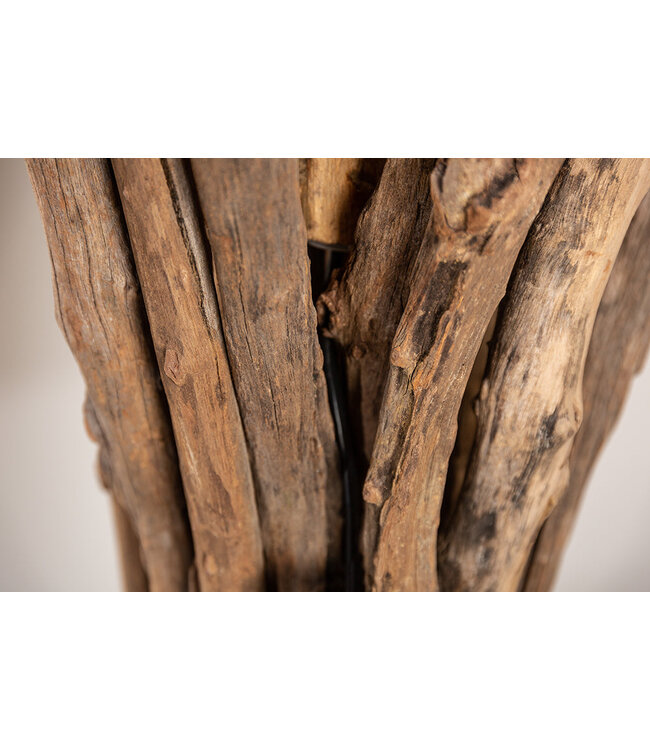 Invicta Interior Vloerlamp HARMONY NATURE 150 cm teakhouten linnen kap zwart - 41386