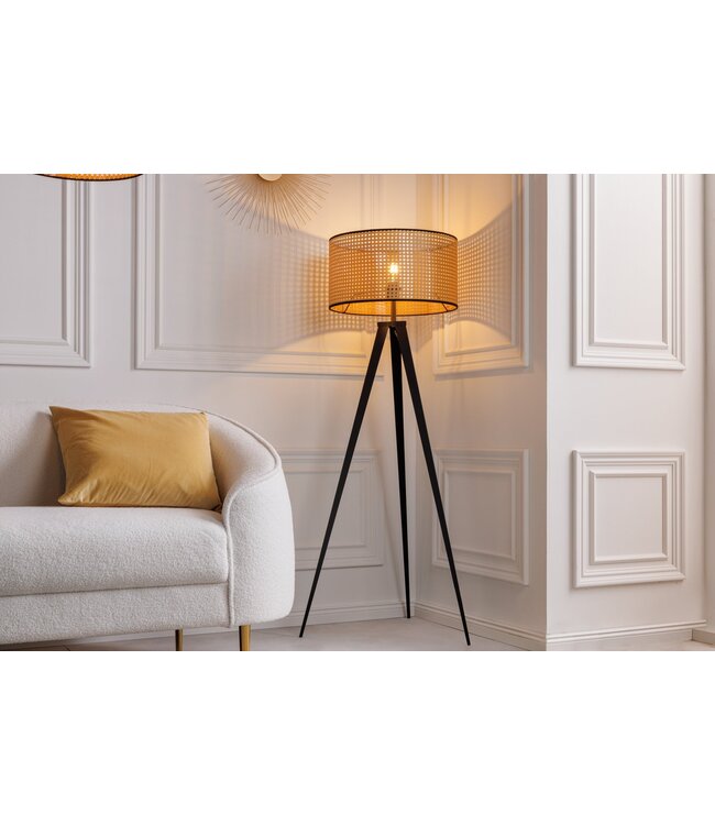 Invicta Interior Vloerlamp WIENER GEFLECHT 140cm zwarte poten - 42807