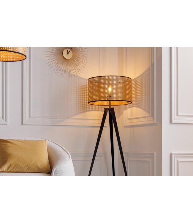 Invicta Interior Vloerlamp WIENER GEFLECHT 140cm zwarte poten - 42807