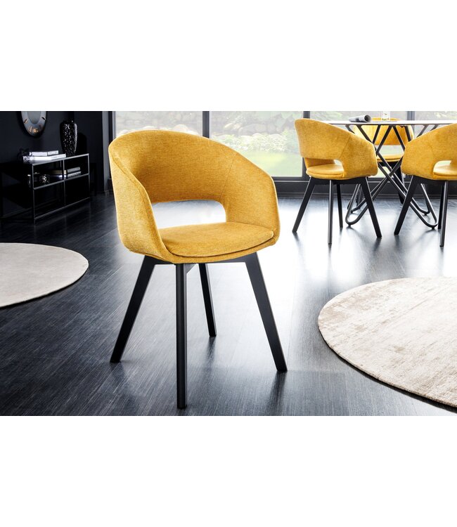 Invicta Interior Stoel NORDIC STAR met gestructureerde stof in mosterdgeel - 43424