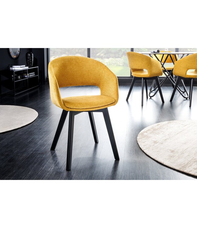 Invicta Interior Stoel NORDIC STAR met gestructureerde stof in mosterdgeel - 43424