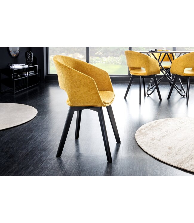 Invicta Interior Stoel NORDIC STAR met gestructureerde stof in mosterdgeel - 43424