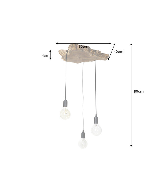 Invicta Interior Hanglamp HYPNOTIC 50 cm, gemaakt van natuurlijk longanhout - 44686