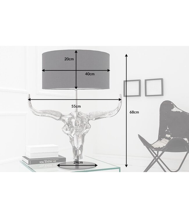 Invicta Interior Tafellamp EL TORO 70 cm linnen kap zwart - 38321