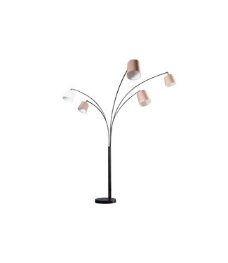 Invicta Interior Vloerlamp LEVELS 5 linnen kappen beige bruin met marmeren voet - 38825