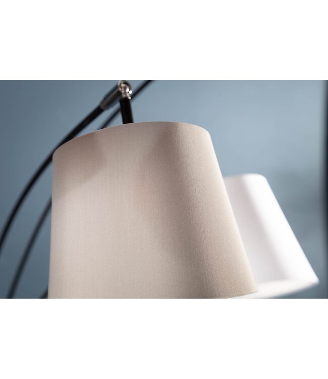 Invicta Interior Vloerlamp LEVELS 5 linnen kappen beige bruin met marmeren voet - 38825