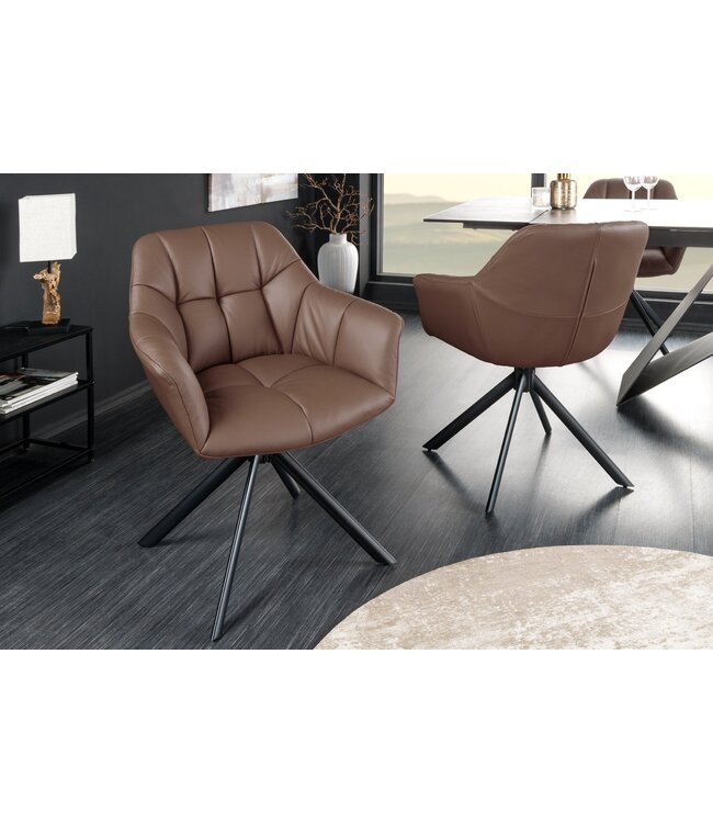 Invicta Interior Draaistoel PAPILLON, 180° draaibaar, met armleuningen, leer, bruin/zwart - 44595