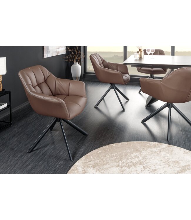 Invicta Interior Draaistoel PAPILLON, 180° draaibaar, met armleuningen, leer, bruin/zwart - 44595