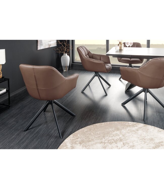 Invicta Interior Draaistoel PAPILLON, 180° draaibaar, met armleuningen, leer, bruin/zwart - 44595