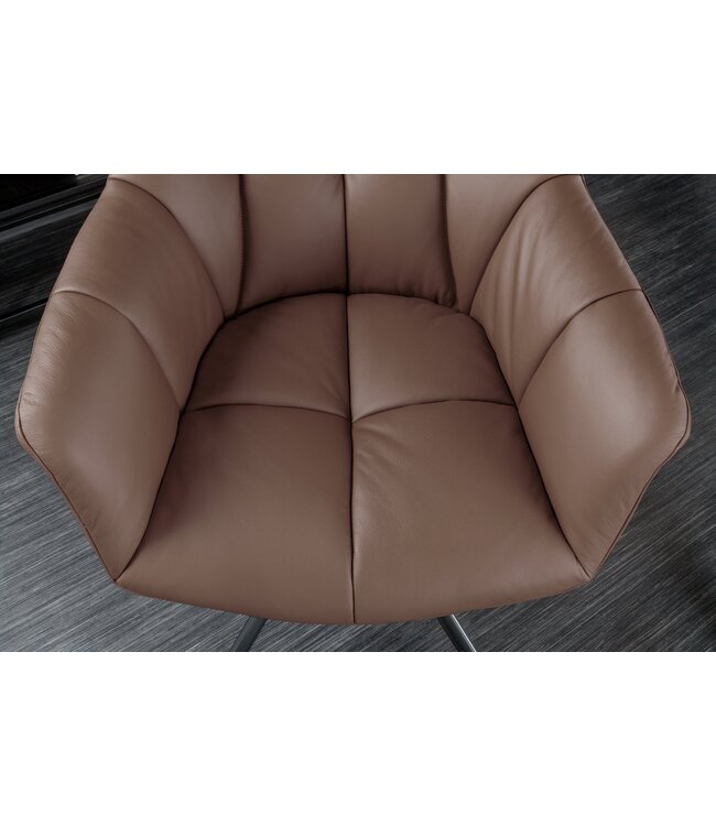 Invicta Interior Draaistoel PAPILLON, 180° draaibaar, met armleuningen, leer, bruin/zwart - 44595