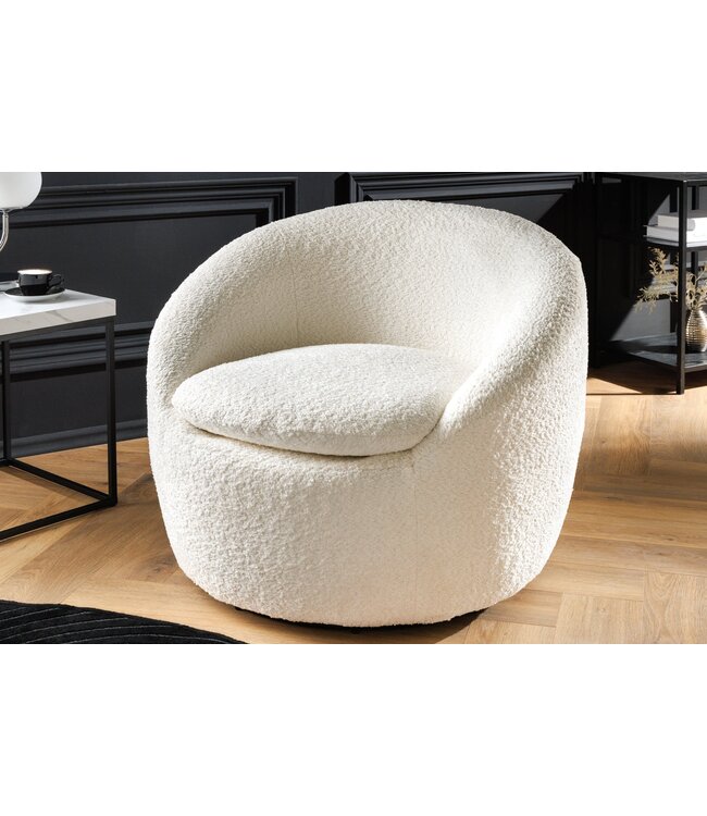 Invicta Interior Fauteuil ALPINE 360° draaibaar bouclé wit - 43531