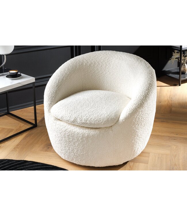 Invicta Interior Fauteuil ALPINE 360° draaibaar bouclé wit - 43531