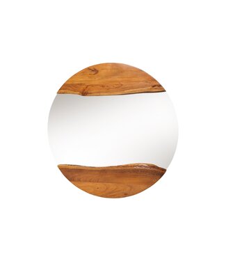 Invicta Interior Wandspiegel LIVING EDGE 100 cm rond met natuurlijke rand, bruin acaciahout - 46492