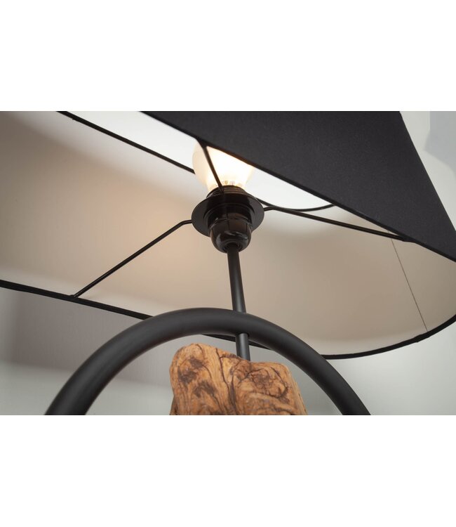 Invicta Interior Tafellamp ELEMENTS 60 cm, element van gerecycled acaciahout met zwarte katoenen kap - 40399