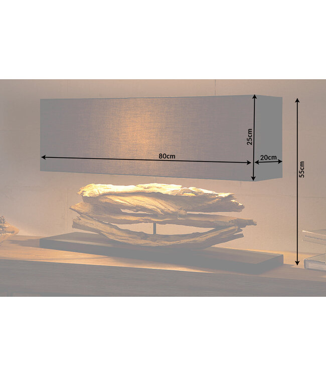 Invicta Interior Tafellamp RIVERINE drijfhout zwart - 17327