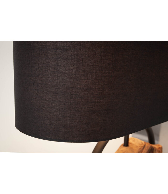 Invicta Interior Vloerlamp ELEMENTS 150 cm, elementen van gerecycled acaciahout met zwarte katoenen kap - 40398