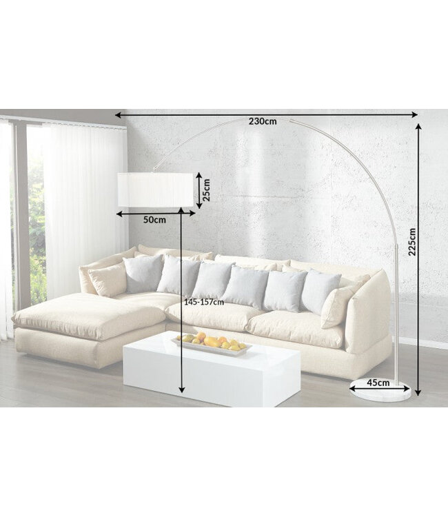 Invicta Interior Vloerlamp EXTENSO 230 cm wit met marmeren voet - 20140