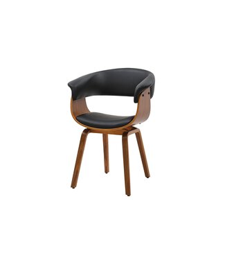 Invicta Interior Stoel ORGANIC kunstleer zwart met walnoothouten look - 46665