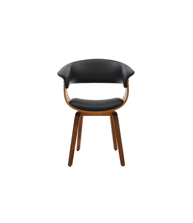 Invicta Interior Stoel ORGANIC kunstleer zwart met walnoothouten look - 46665