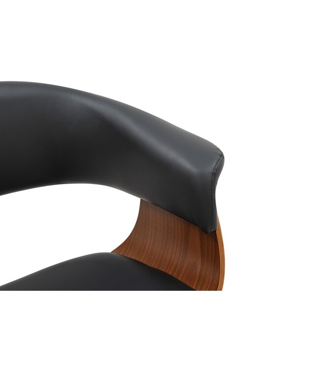 Invicta Interior Stoel ORGANIC kunstleer zwart met walnoothouten look - 46665