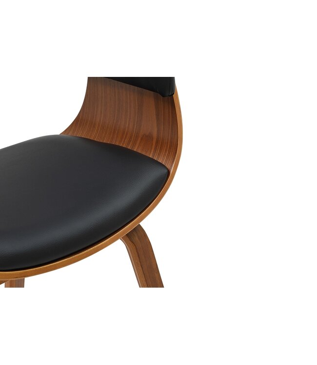 Invicta Interior Stoel ORGANIC kunstleer zwart met walnoothouten look - 46665