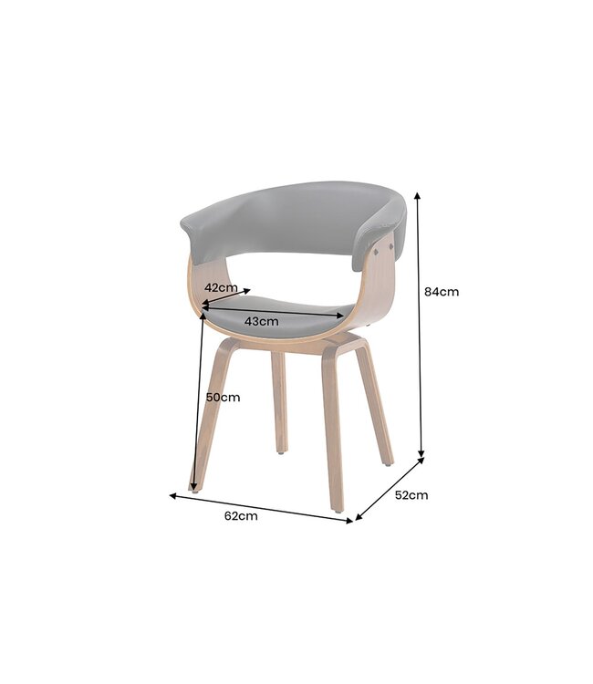 Invicta Interior Stoel ORGANIC kunstleer zwart met walnoothouten look - 46665