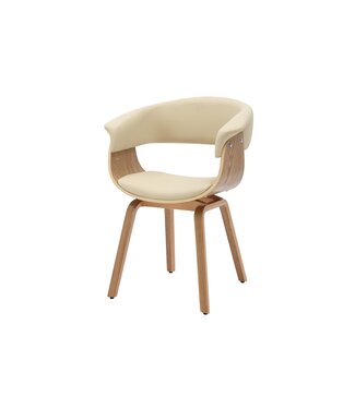Invicta Interior Stoel ORGANIC met armleuningen van crèmekleurig beige kunstleer en een frame met eikenhoutlook. - 47712