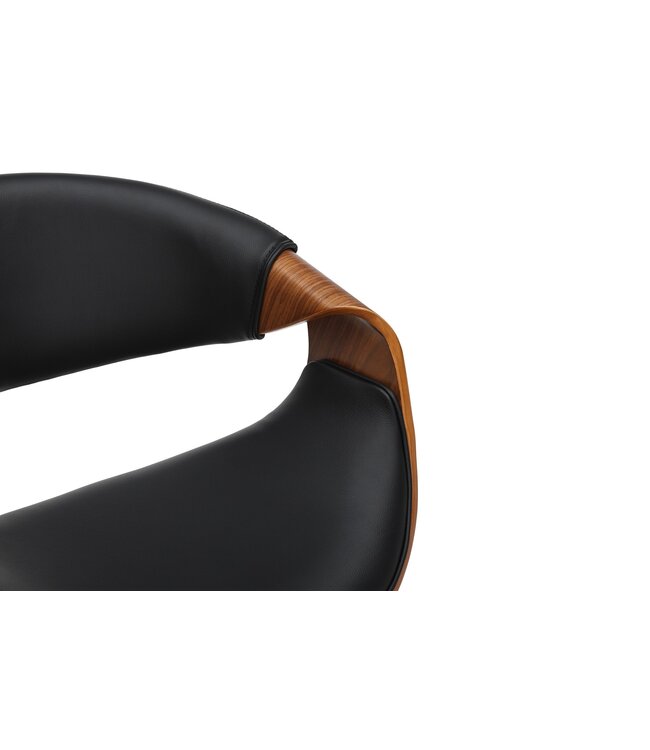 Invicta Interior Barkruk ORGANIC 89-100 cm, draaibaar, met armleuningen, kunstleer en walnoothoutlook - 47714