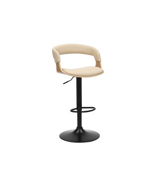 Invicta Interior Barkruk MANHATTAN 81-110 cm, draaibaar, kunstleer, crèmekleurig beige met eikenhoutlook - 47716