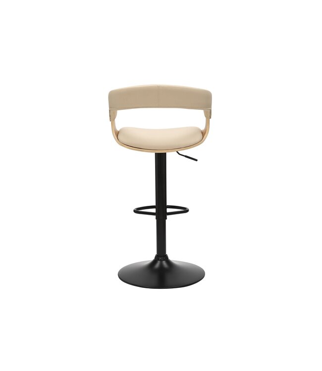 Invicta Interior Barkruk MANHATTAN 81-110 cm, draaibaar, kunstleer, crèmekleurig beige met eikenhoutlook - 47716