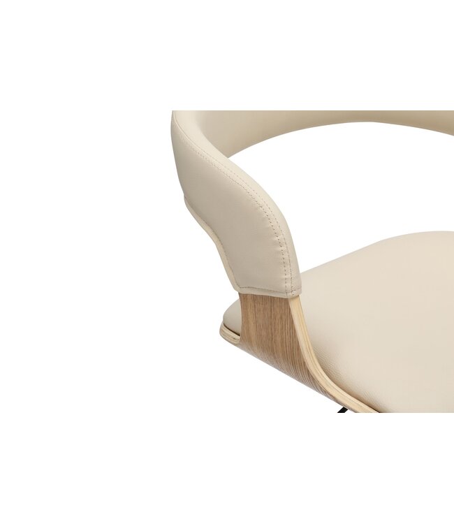 Invicta Interior Barkruk MANHATTAN 81-110 cm, draaibaar, kunstleer, crèmekleurig beige met eikenhoutlook - 47716