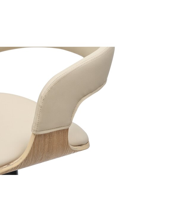 Invicta Interior Barkruk MANHATTAN 81-110 cm, draaibaar, kunstleer, crèmekleurig beige met eikenhoutlook - 47716