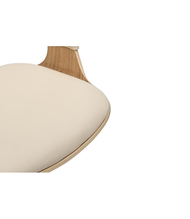 Invicta Interior Barkruk MANHATTAN 81-110 cm, draaibaar, kunstleer, crèmekleurig beige met eikenhoutlook - 47716