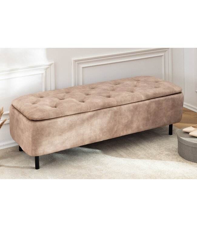 Invicta Interior Bankkast EN VOGUE 120 cm met opbergruimte, fluweelbeige - 47656