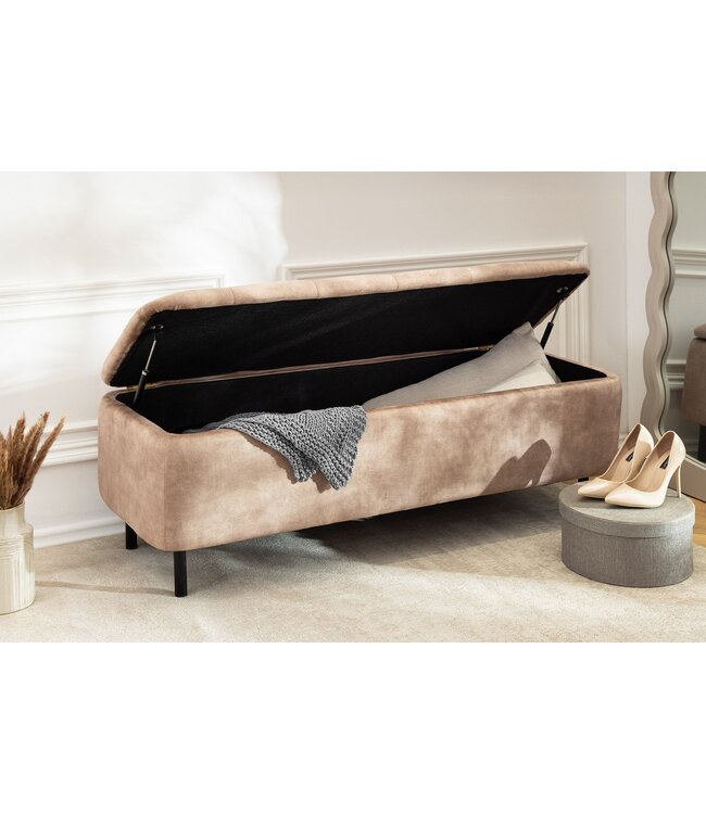 Invicta Interior Bankkast EN VOGUE 120 cm met opbergruimte, fluweelbeige - 47656