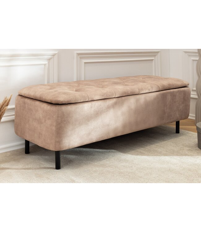 Invicta Interior Bankkast EN VOGUE 120 cm met opbergruimte, fluweelbeige - 47656